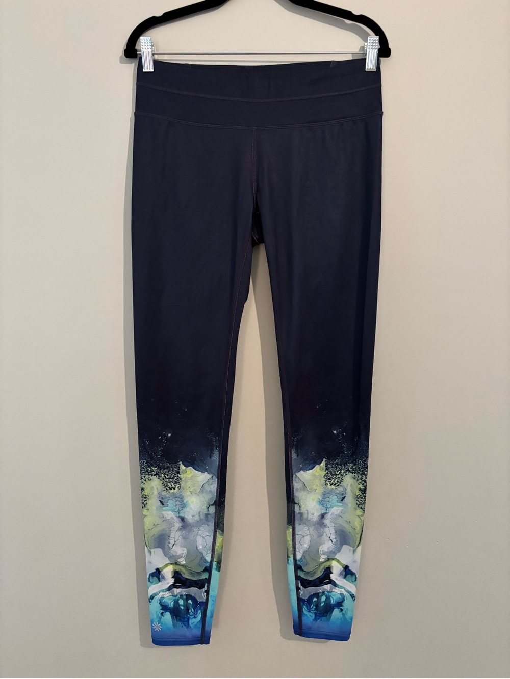 Athleta Medium Tall blue leggings with colorful abstract design $88 - Medium Tal